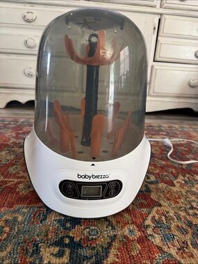Baby Brezza Bottle Sterilizer & Drying Rack - White with Orange Pegs